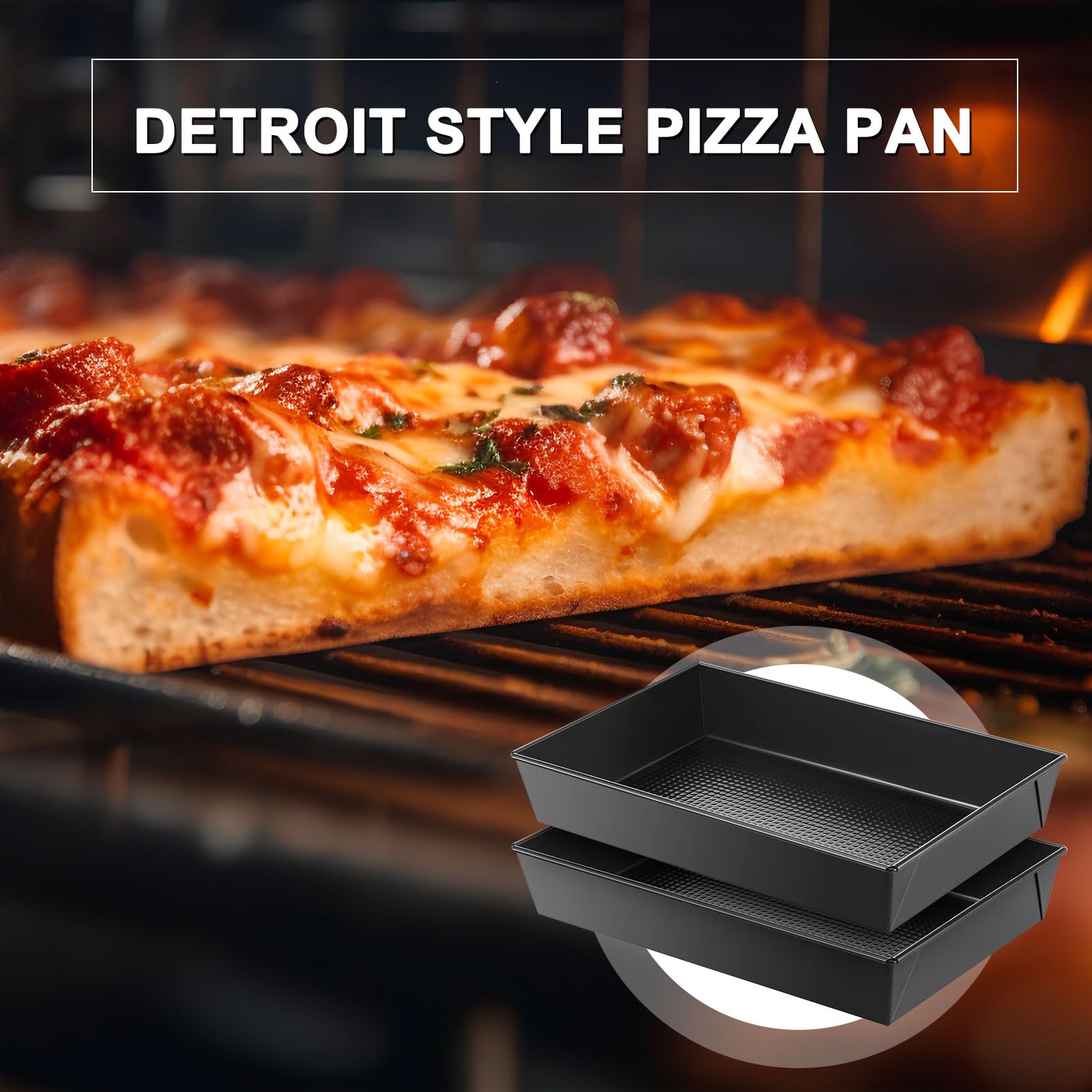 Amazon.com: RimCereal 2 Pcs Detroit Style Pizza Pan 10 x 14 x 2.36