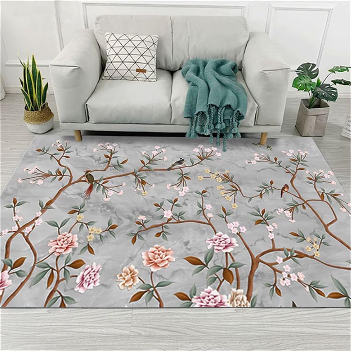 Moquette intérieure grise 130x190 pour réchauffer le sol d'une chambre de fille ou un salon