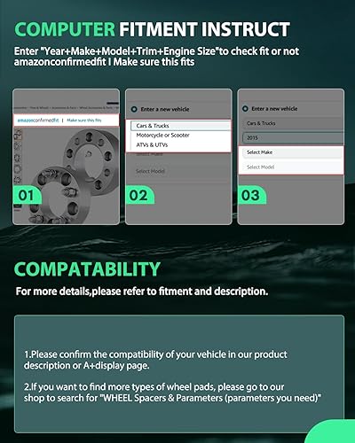 Miniatura 7 de SCITOO 4 espaciadores de rueda de 2 pulgadas de 0.315 x 6.693 in, 8 lengüetas de 14 x 1.5 pulgadas, compatibles con F-250 para F-350 Super Duty