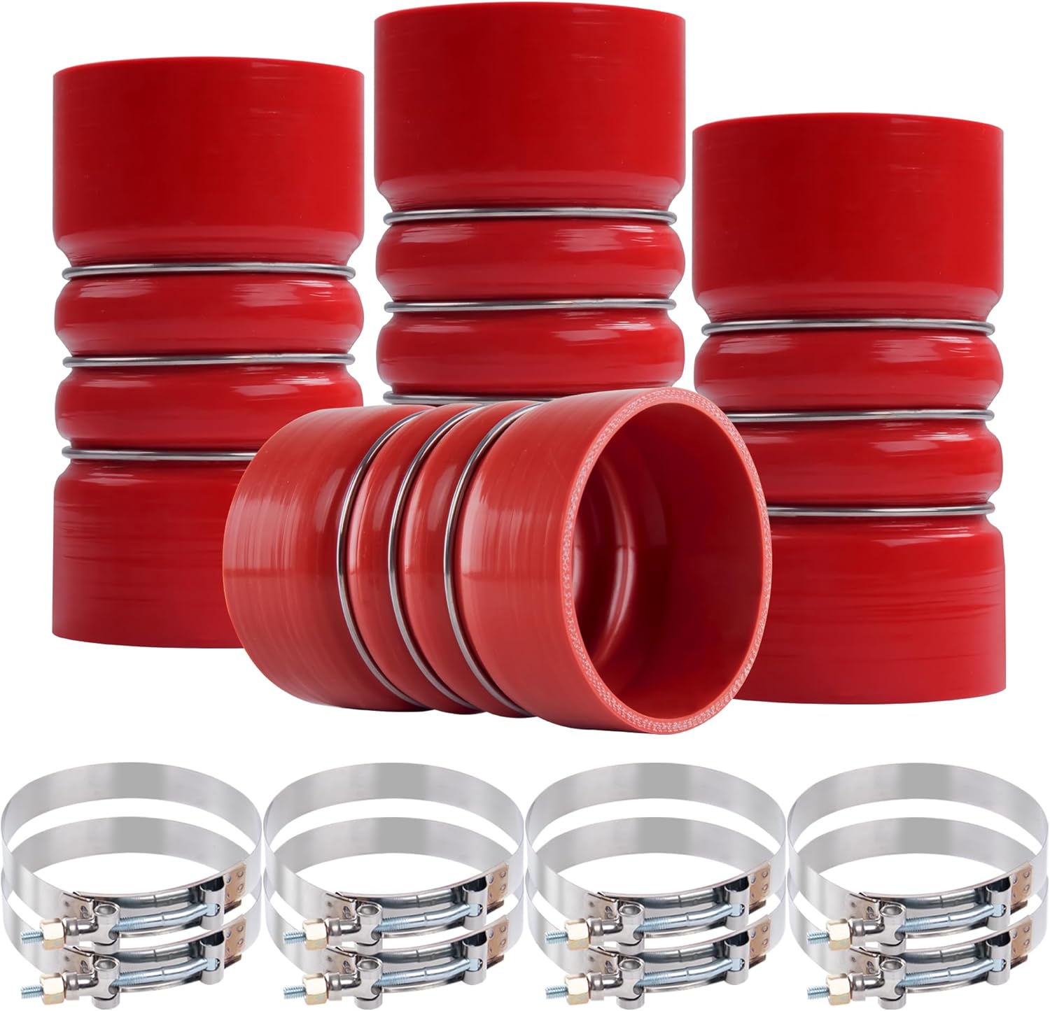 Silicone Charge Intercooler Hoses Heavy Duty 3" X 6" Air Cooler Hump Hose Boot Kit with T-bolt Clamps for Semi Trucks,Pack of 4