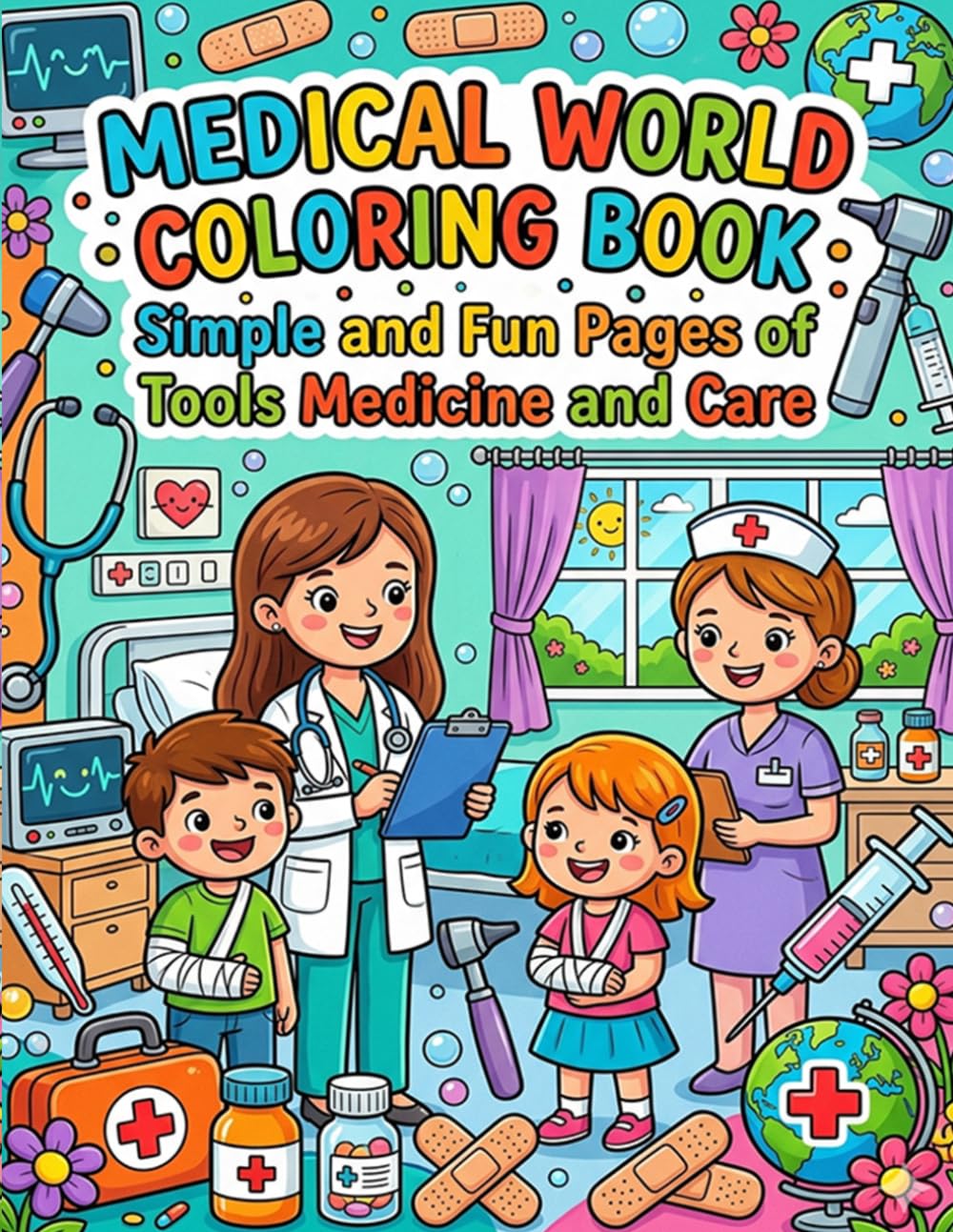 Medical World Coloring Book: Simple and Fun Pages of Tools Medicine and Care: Bold and Easy Coloring Pages Featuring Healthcare Tools Hospital Scenes ... Medical Characters for Kids Teens and Adults