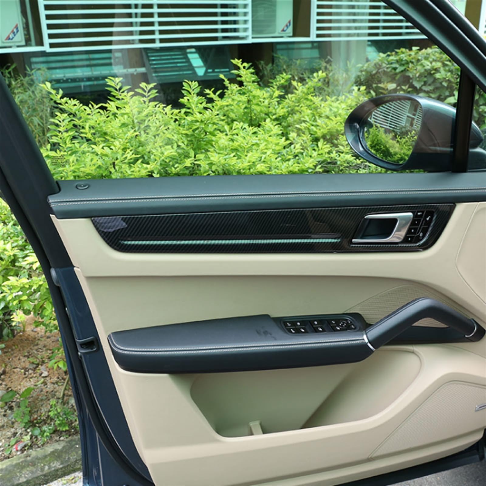 Komponenten Für Porsche Cayenne 2018–2023 ABS Carbon Fiber Auto Innentüren Griff Panel Rahmen Aufkleber Trim Streifen Abdeckung(Carbon fiber)