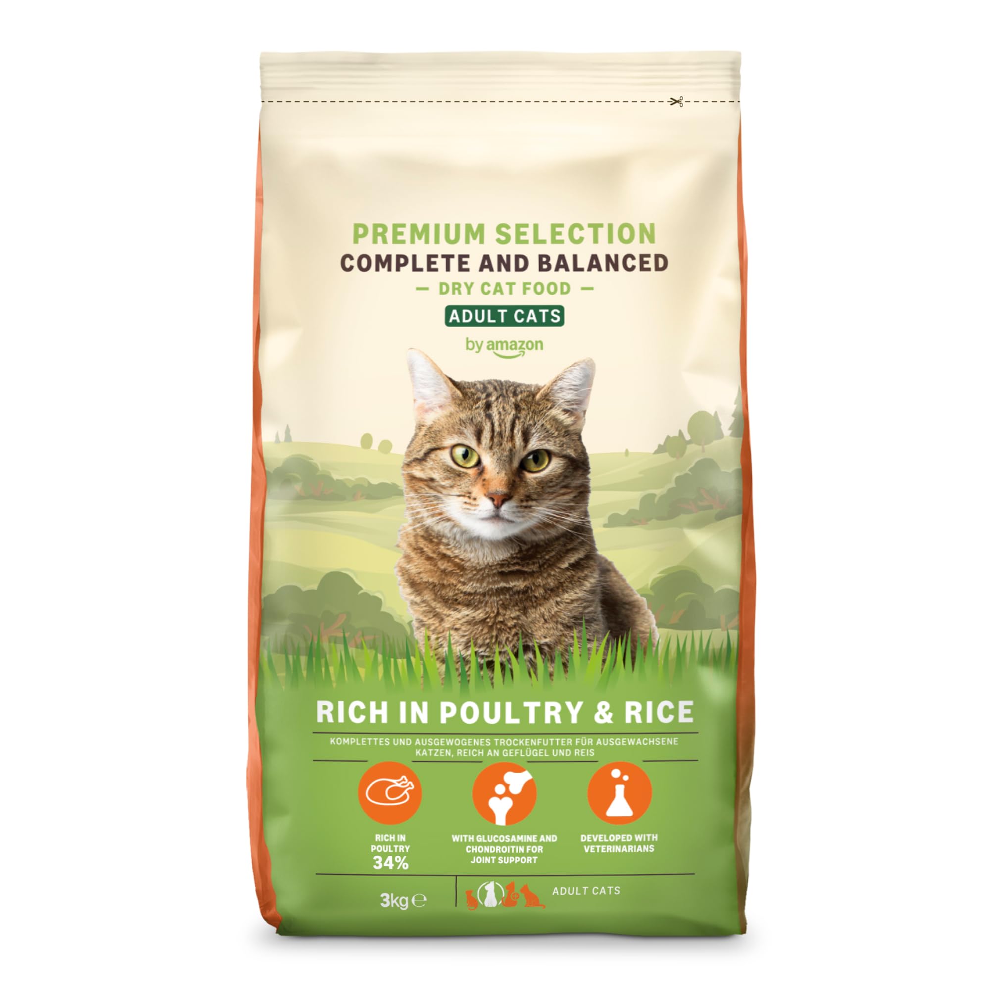 by Amazon Complete Dry Food for Adult Cats, Rich in Chicken & Rice 3kg