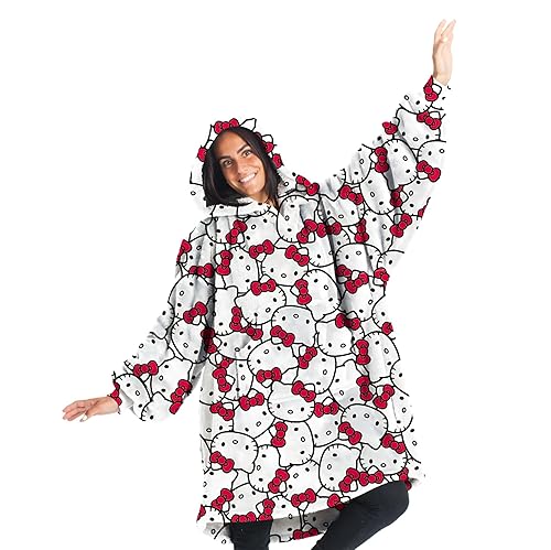 Kanguru, Hello Kitty Hoodie Women's Oversized Fleece Sweatshirt with Wearable