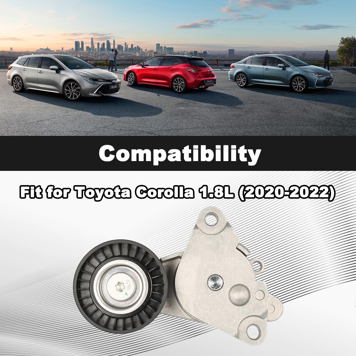 166200T040 - Belt Tensioner & Pulley - Fits 2020-2022 Toyota Corolla 1.8L 2ZR-FAE Engine - Replaces #16620-0T040