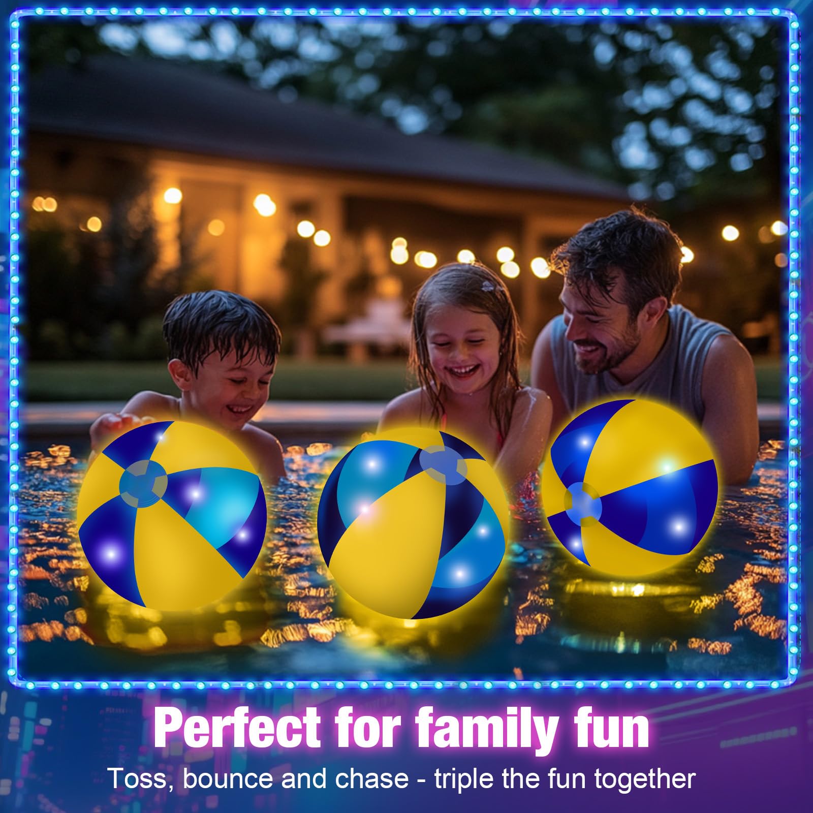 MiniInflat Leuchtende Strandbälle, 40,6 cm, Jumbo-Pool-LED-Bälle, leuchten im Dunkeln, riesig, aufblasbar, für Sommer, hawaiianisches tropisches Thema, Strandparty, Dekoration, Wasserzubehör