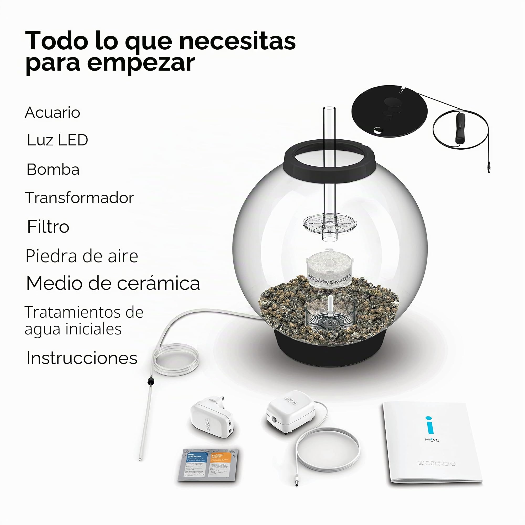 biOrb 72005 CLASSIC 30 LED negro - acuario decorativo completo con sistema de filtración, iluminación LED y grava cerámica de vidrio acrílico resistente