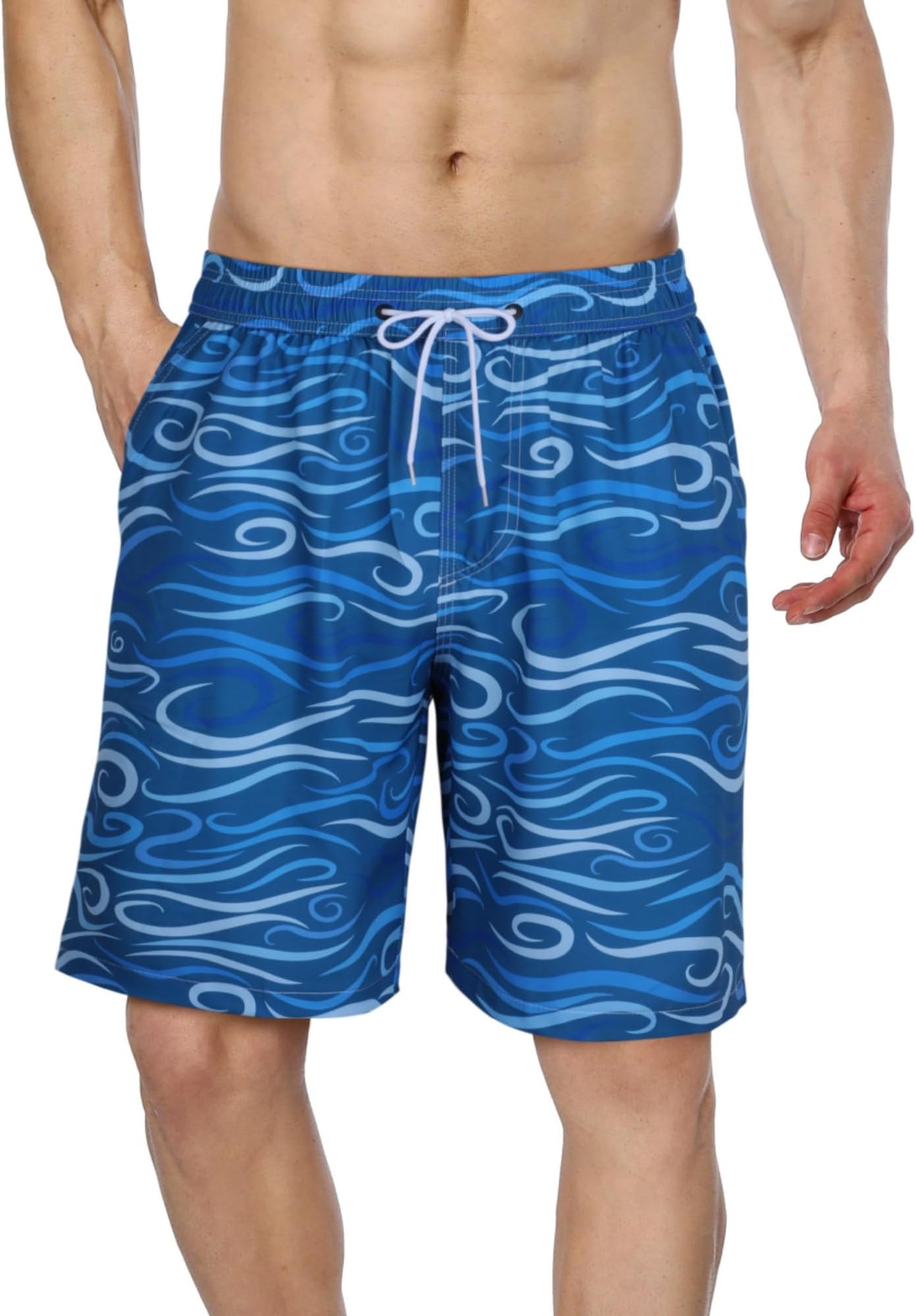 Mens Swim Trunks with Compression Liner Quick Dry Swimming Board Shorts with Pockets