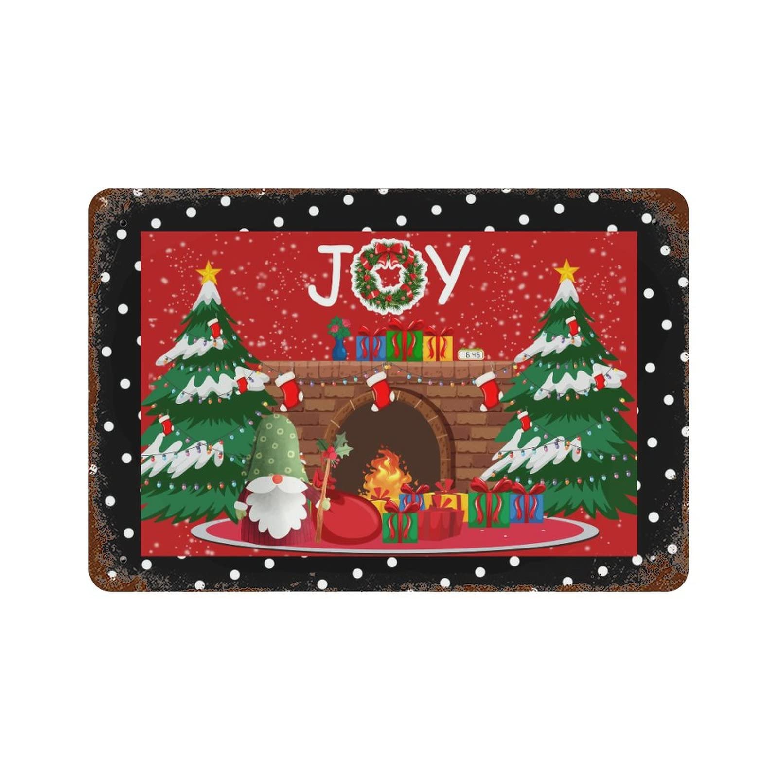 Plaque en étain gnomes de Noël Joy déco pelouse jardin et maison