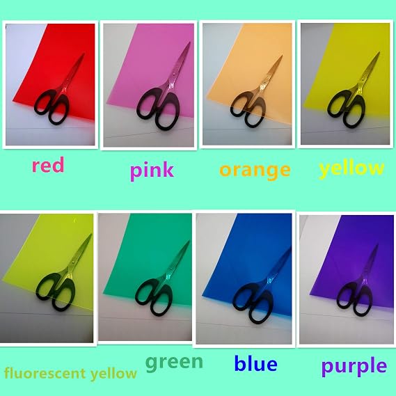 BANLTRE 8 Pieces 12 x 12-Inches Transparent Color Correction Lighting Gel Filter - Colored Gel Light Filter Plastic Sheet