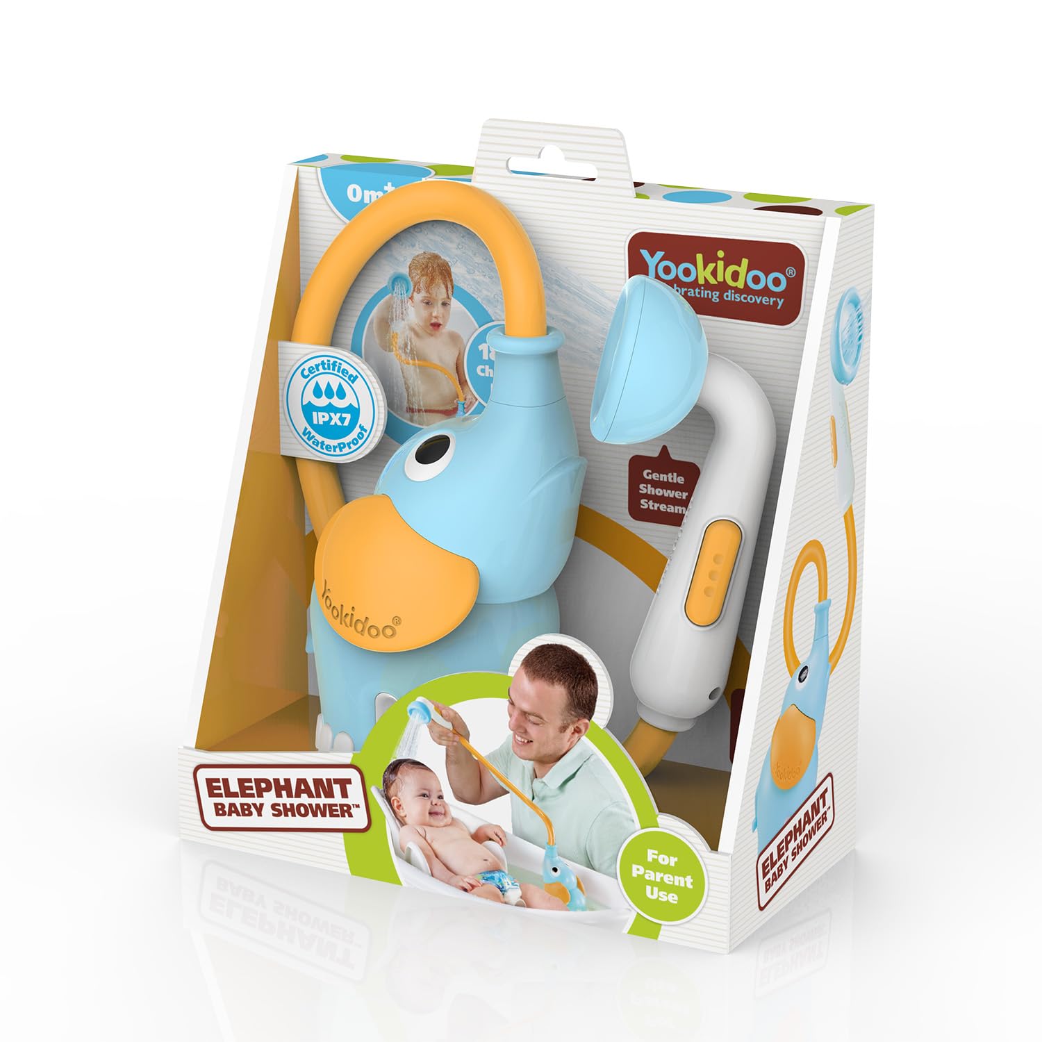 Yookidoo Fiesta Spielmatte & Baby Duschkopf Bundle – XL Spieldecke 145 x 100 cm mit Sensorischem Spielzeug + Elefanten Baby-Badewannen Duschkopf