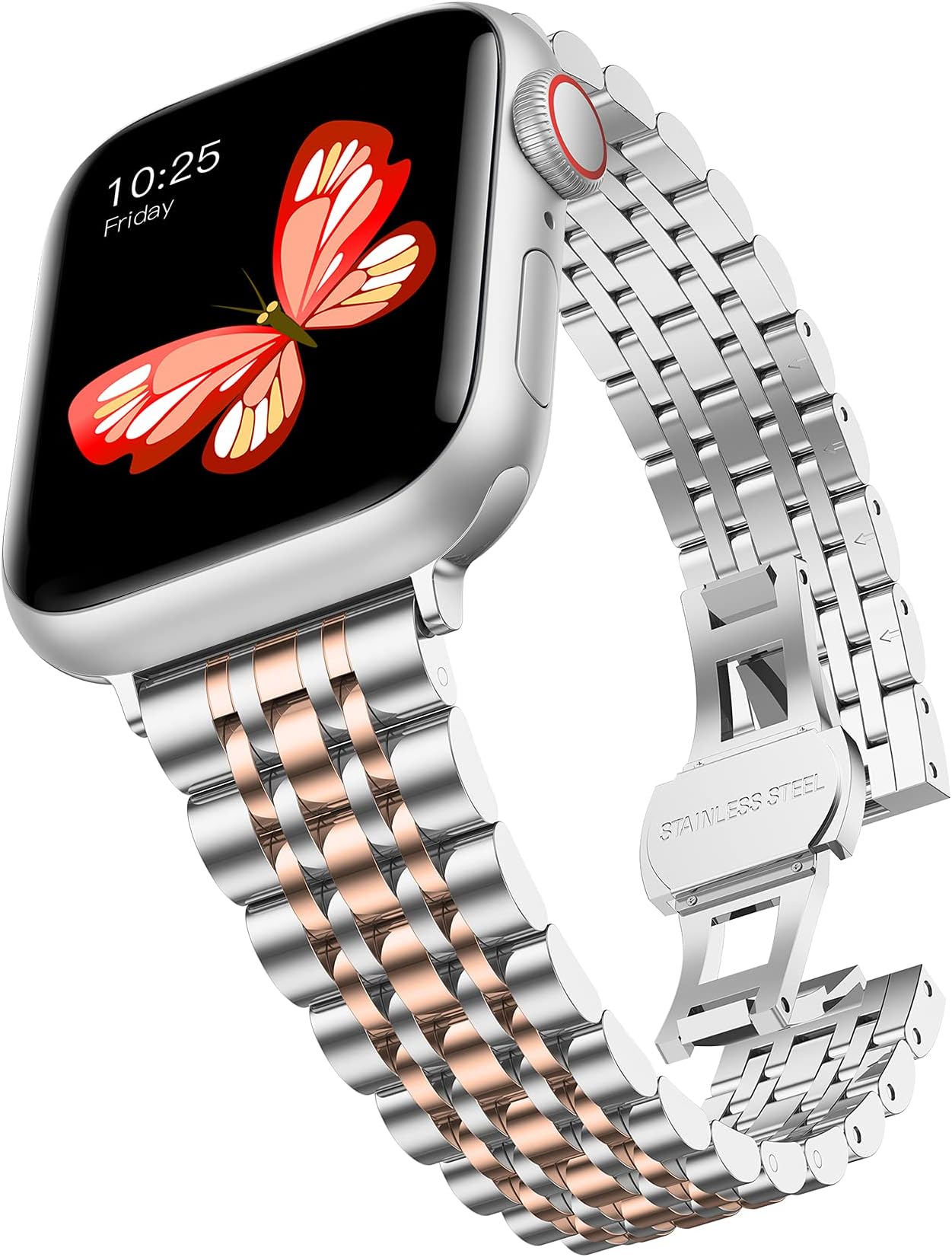baozai Thin Band Compatible with Apple Watch Band 49mm 45mm 44mm 41mm 40mm, Women Slim Stainless Steel Metal Wristband for Apple Watch Series 9/8/7/6/5/4/SE/Ultra2/Ultra