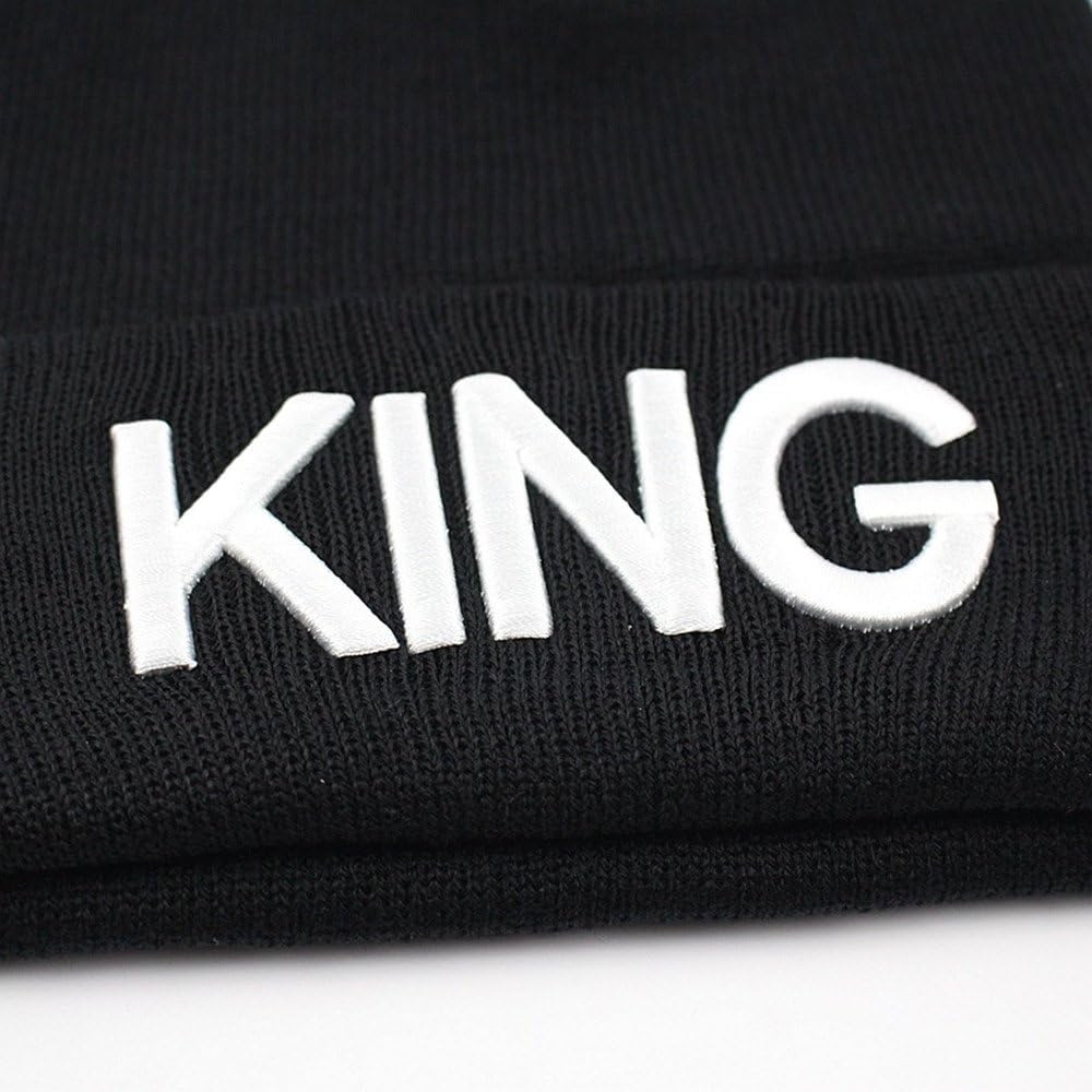 MIUNIKO 2PCS Fashion King and Queen Skullies Hood Winter Warm Caps Sport Beanie Hats Couples - Image 5