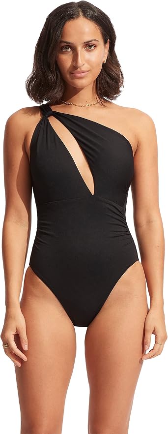 Seafolly Womens One Shoulder Cut Out One Piece Swimsuit