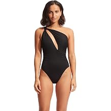 Seafolly Womens One Shoulder Cut Out One Piece Swimsuit