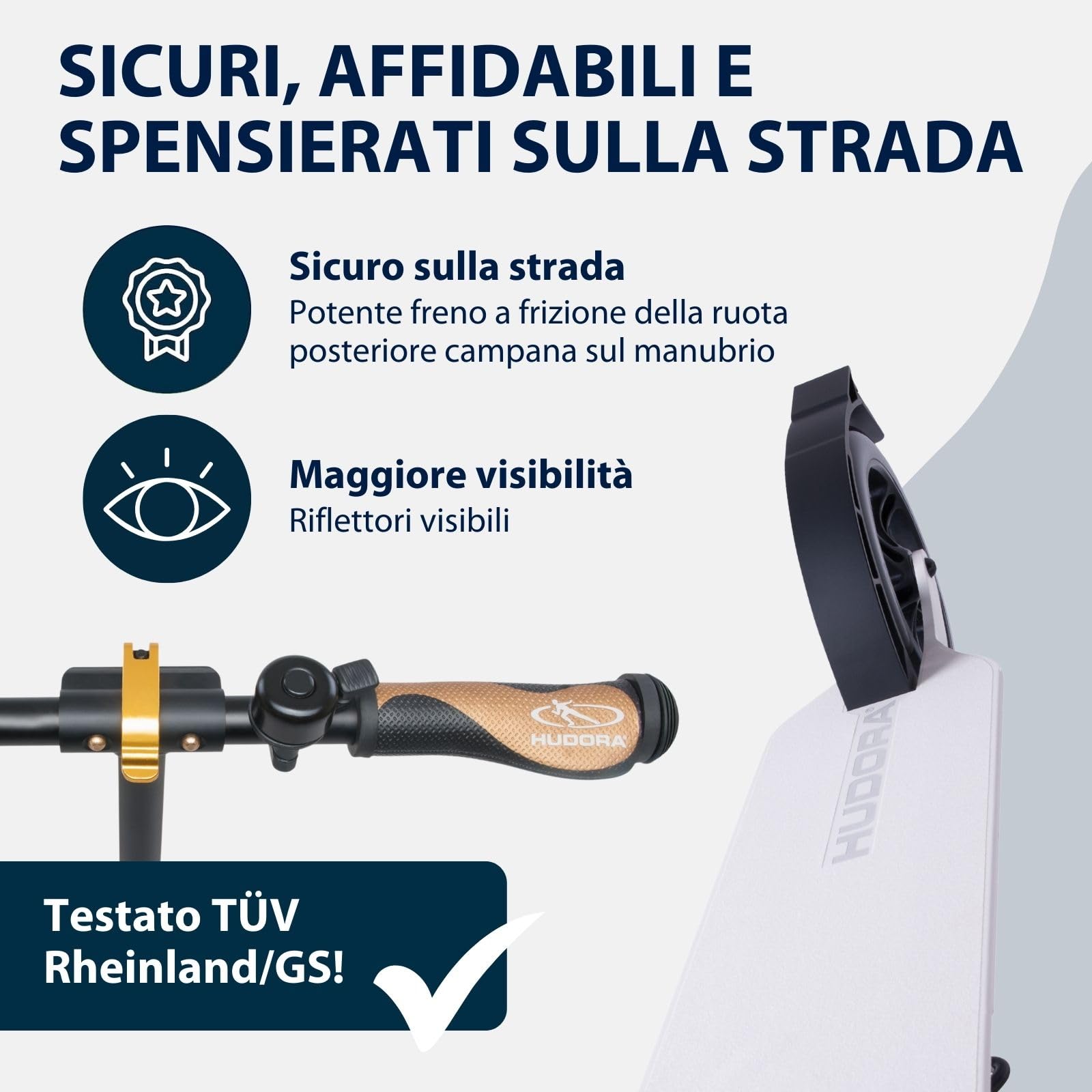 HUDORA Monopattino BigWheel Style 230 - Monopattino in alluminio resistente con pedana grande - Monopattino pieghevole regolabile in altezza per carico fino a 120kg - Per ragazzi e adulti