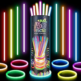 Glow Sticks Bulk Party Favors: 150 PCS 8 Colors Glow in The Dark Party Supplies 8" Glow Necklaces and Bracelets with Connectors Light up Birthday Halloween 4th of July Wedding Neon Party Decorations