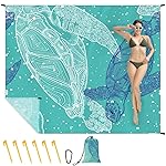 Ainiv Beach Blanket, Large Beach Mat 140 x 210 cm (2-3 People) Foldable, Sandproof Waterproof, Camping Outdoor Blanket with 6 Fixed Nails for Beach, Hiking, Picnic