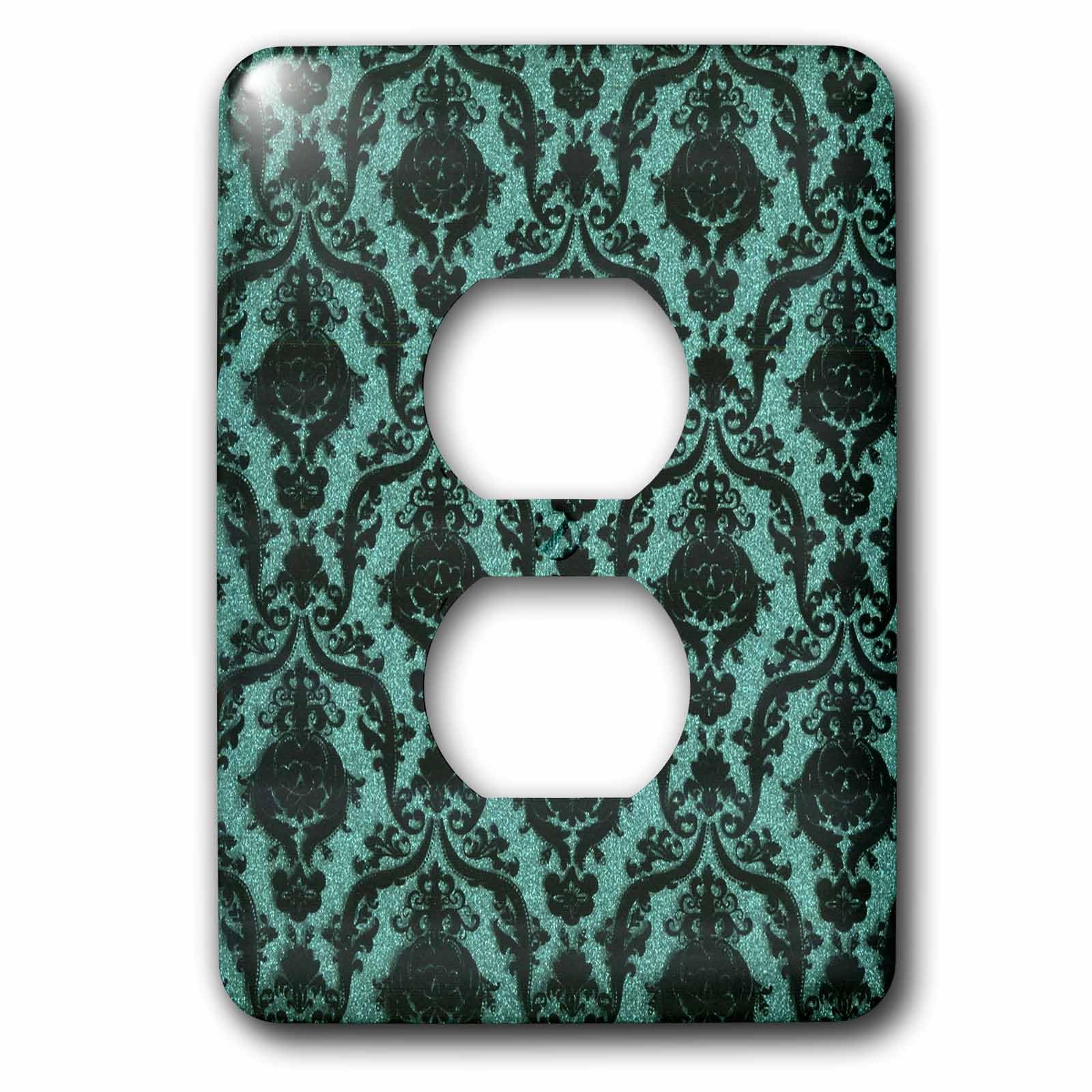 2 prises de courant turquoise et noir formel 3dRose lsp_40793_6