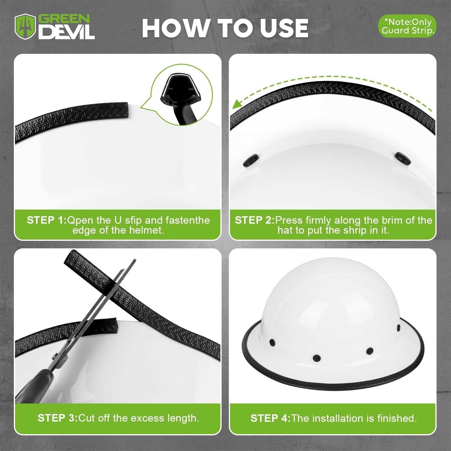 GREEN DEVIL Full Brim Guard, Hard Hat Guard Strip,Hard Hat