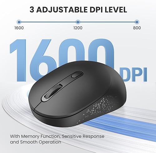 Miniatura 3 de TECKNET Ratón inalámbrico Bluetooth, receptor USB-A Bluetooth 5.0 y 2.4G, compacto y portátil, clic silencioso, diseño ergonómico simétrico, batería