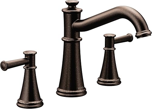 Miniatura 8 de Moen T9023NL Belfield - Grifo de bañera romana de dos manijas para montaje en cubierta, requiere válvula, níquel pulido