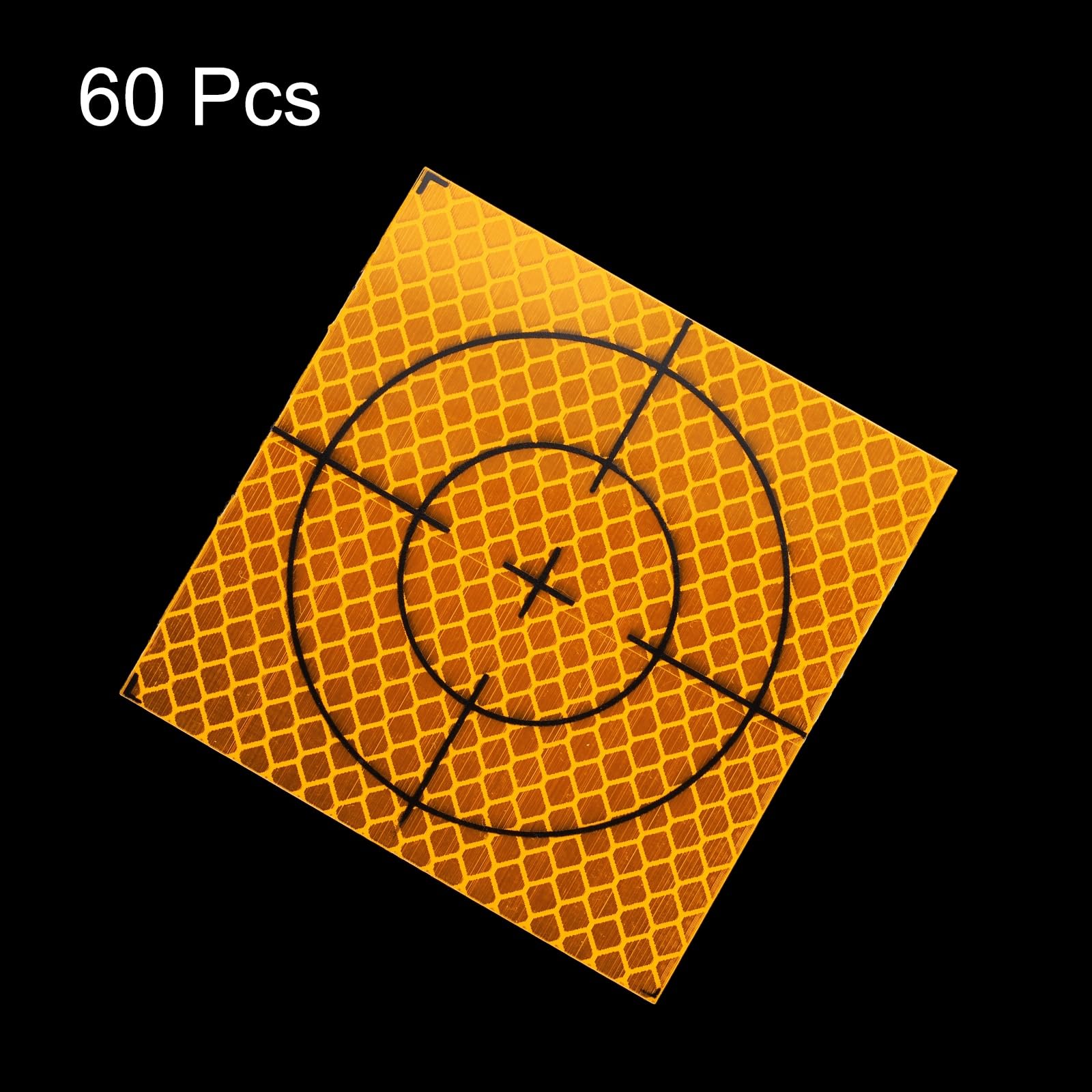 QUARKZMAN 60 Pièces Feuilles Réfléchissantes Topographiques 80mm x 80mm Autocollantes Cibles Marquage Topographie Ruban Réfléchissant Station Totale Pour Inspection Navale Jaune