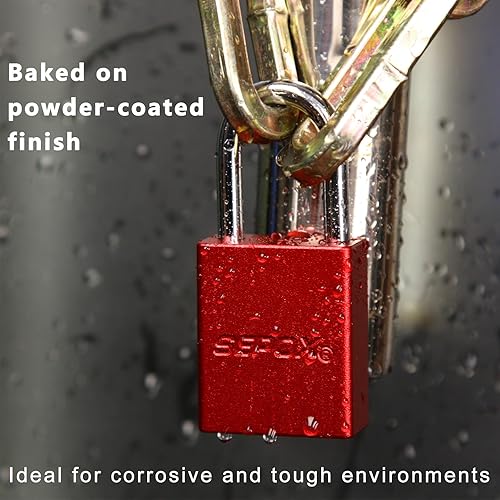 Miniatura 5 de SEPOX Candado para exteriores ultra duradero y antioxidante, aluminio rojo de 1-12 pulgadas con grillete largo y 3 llaves grandes, ideal para