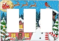 Vista 29 de Cubierta de interruptor de luz dúplex de 1 banda, cubierta decorativa de Navidad con copos de nieve rojos, placa frontal decorativa para cocina