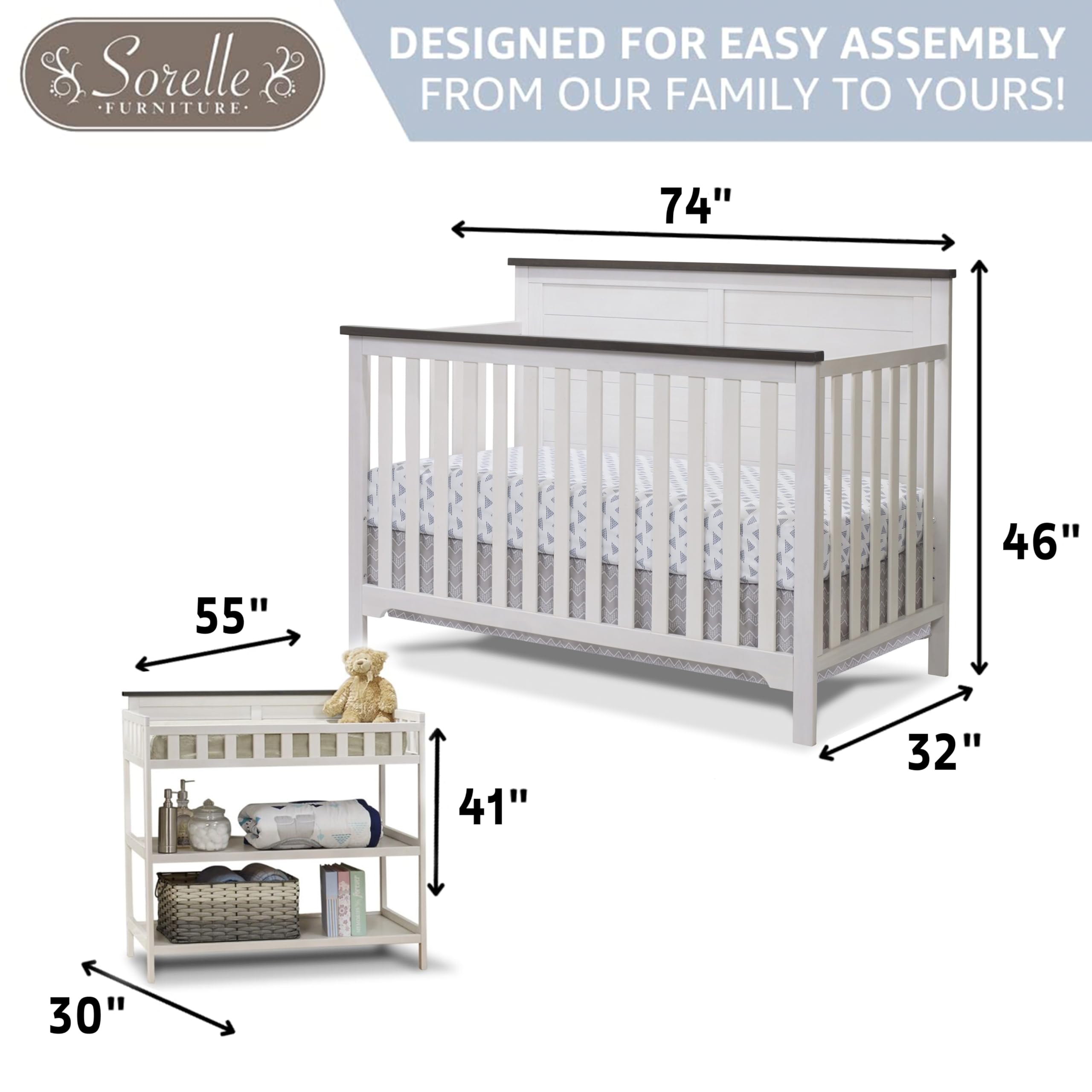 brown crib with white dresser Nest Vibe Crib and Dresser Collection
