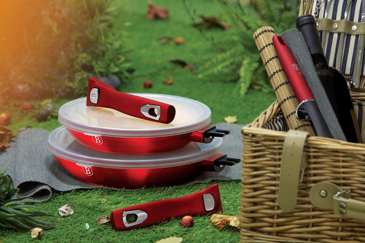 Set 3 Padelle Metallic Line Burgundy - Alluminio Forgiato, Antiaderente Marmo, Induzione - Foto 8