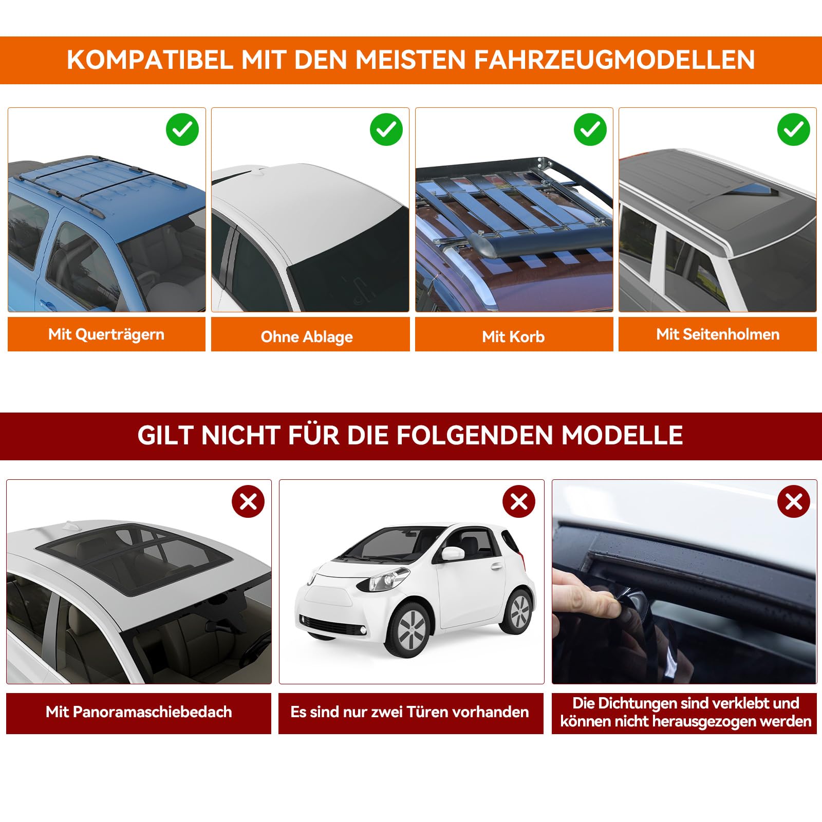 ZealWe Dachbox Auto 21 kubikfuß, Faltbare Dachtasche Dachkoffer Dachboxen Aufbewahrungsbox, Wasserdicht Dachgepäckträger Gepäckbox für Fahrzeuge mit/ohne Gepäckträger Gepäcktransport Vans, SUVs,Orange