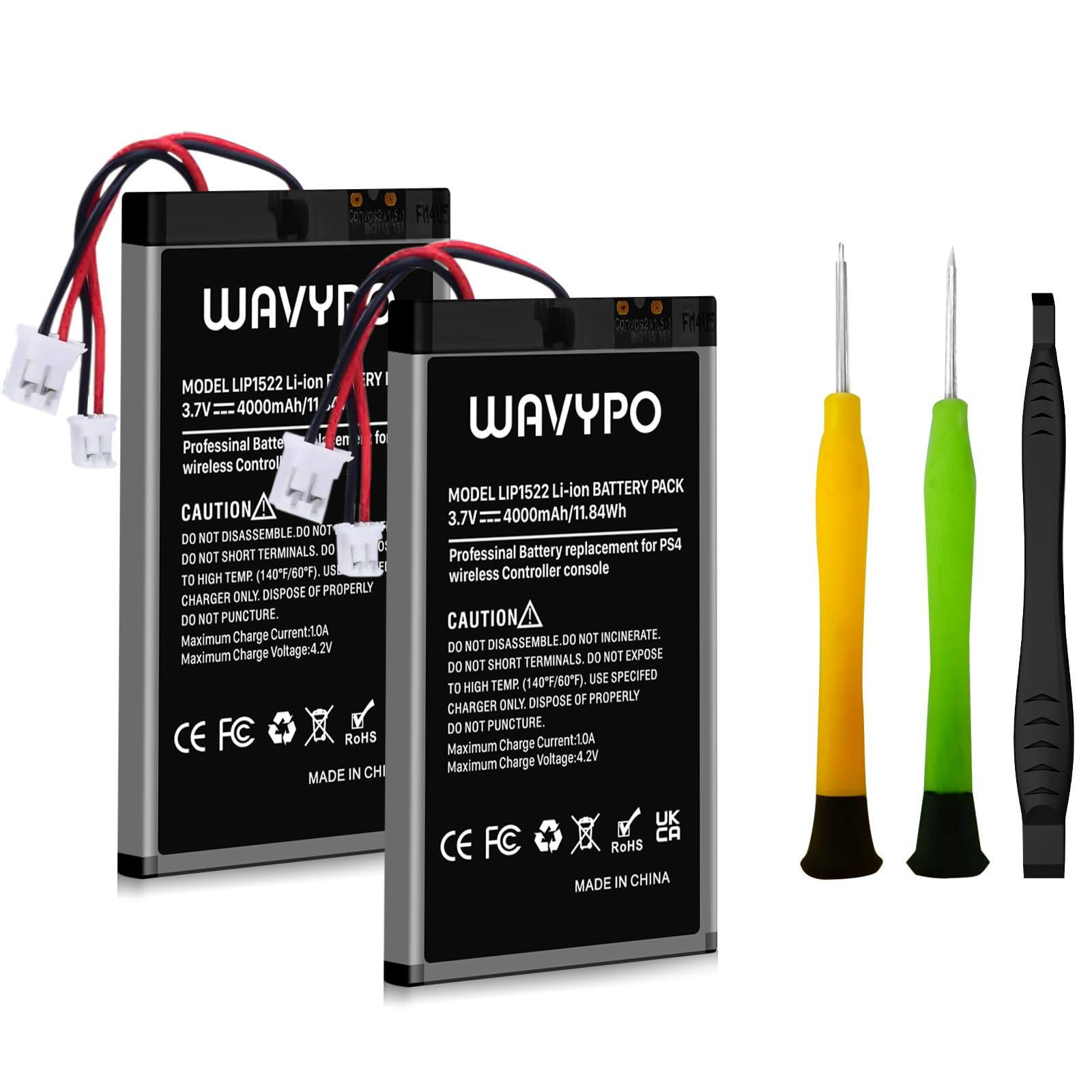 Amazon.com: WAVYPO 2 Pack 4000mAh for PS4 Controller Battery