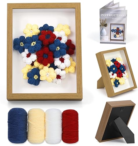 Kit de ganchillo para principiantes, kits de ganchillo, kit de tejido, juego de ramo de marco de fotos de ganchillo con tutoriales de video paso a