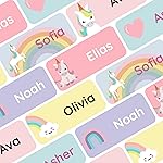Personalized Name Labels for Kids (120) - Custom Waterproof & Durable Stickers for Clothing, Daycare, Office & School Supplies - Unicorns