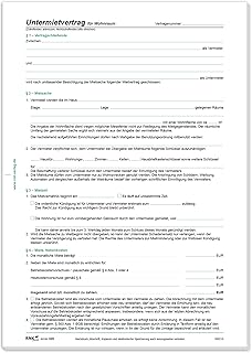 RNKVERLAG 520/10 - Untermietvertrag für Wohnräume, DIN A4, 10 Verträge