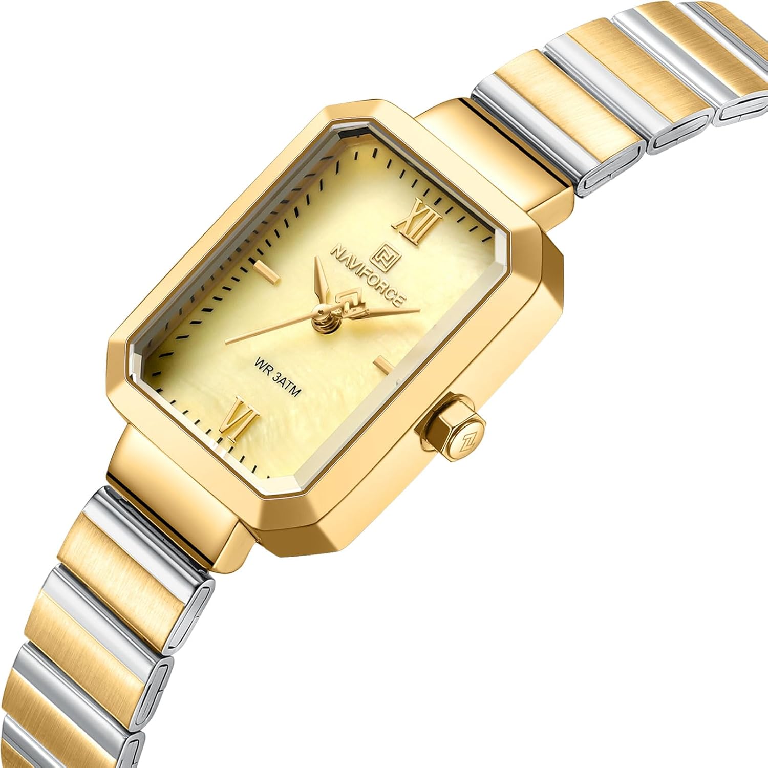 NAVIFORCE Woman Simple Retro Style Bracelet Stainless Steel Watches, Vintage Rectangular Case Watch for Women with Adjustment Tool - Image 2