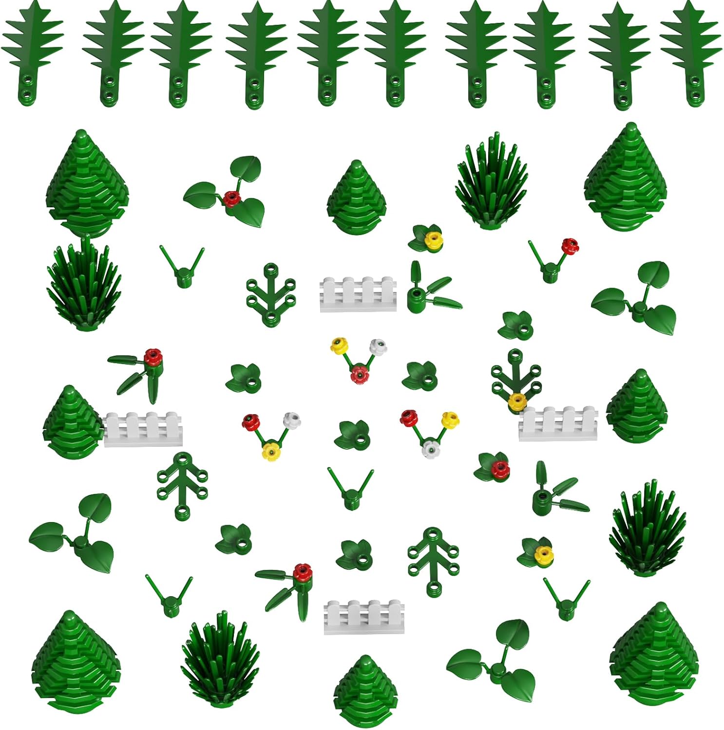 Plant Parts Building Block, Botanical Scenery Accessories Plant Set, Trees Flowers Building Bricks Toy Compatible with Lego Parts and Pieces(100 Pcs) No Bottom Plate