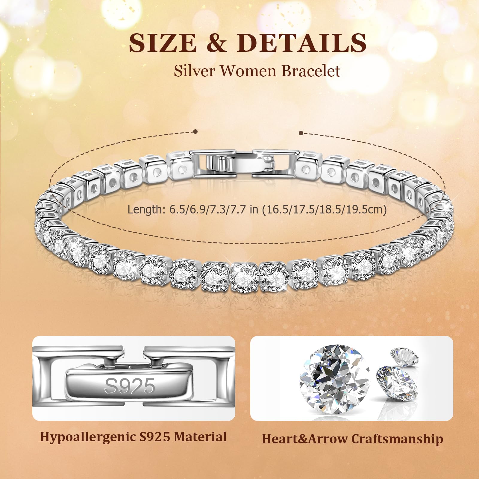 J.Fée 4MM Bracciale Tennis Argento, Tennis Bracciale Donna e Uomo con 5A Sparkle Zircone Regalo Donna Regalo Uomo