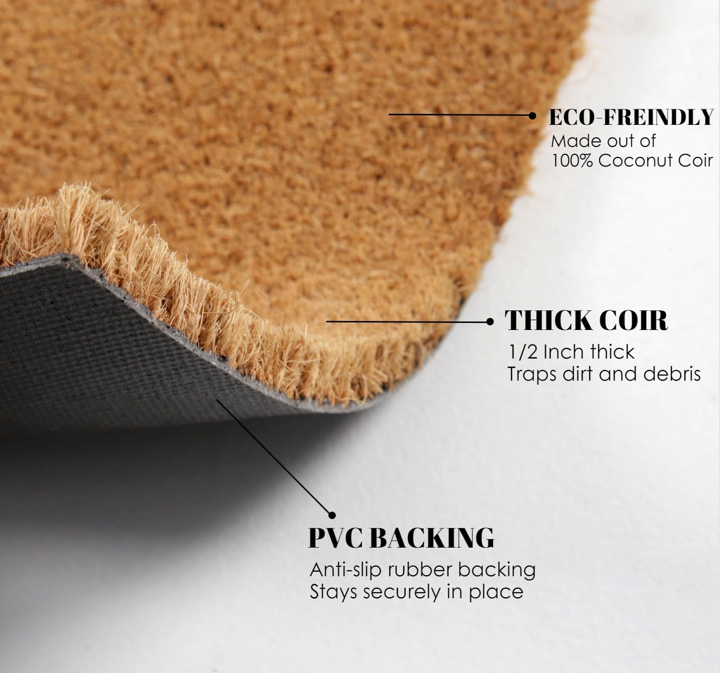 Coco Coir Door Mat with Heavy Duty Backing, Welcome Doormat, 17.5" x 30" Size, Easy to Clean Entry Mat, Beautiful Color and Sizing for Outdoor and Indoor uses, Home Décor (Go On Git!)