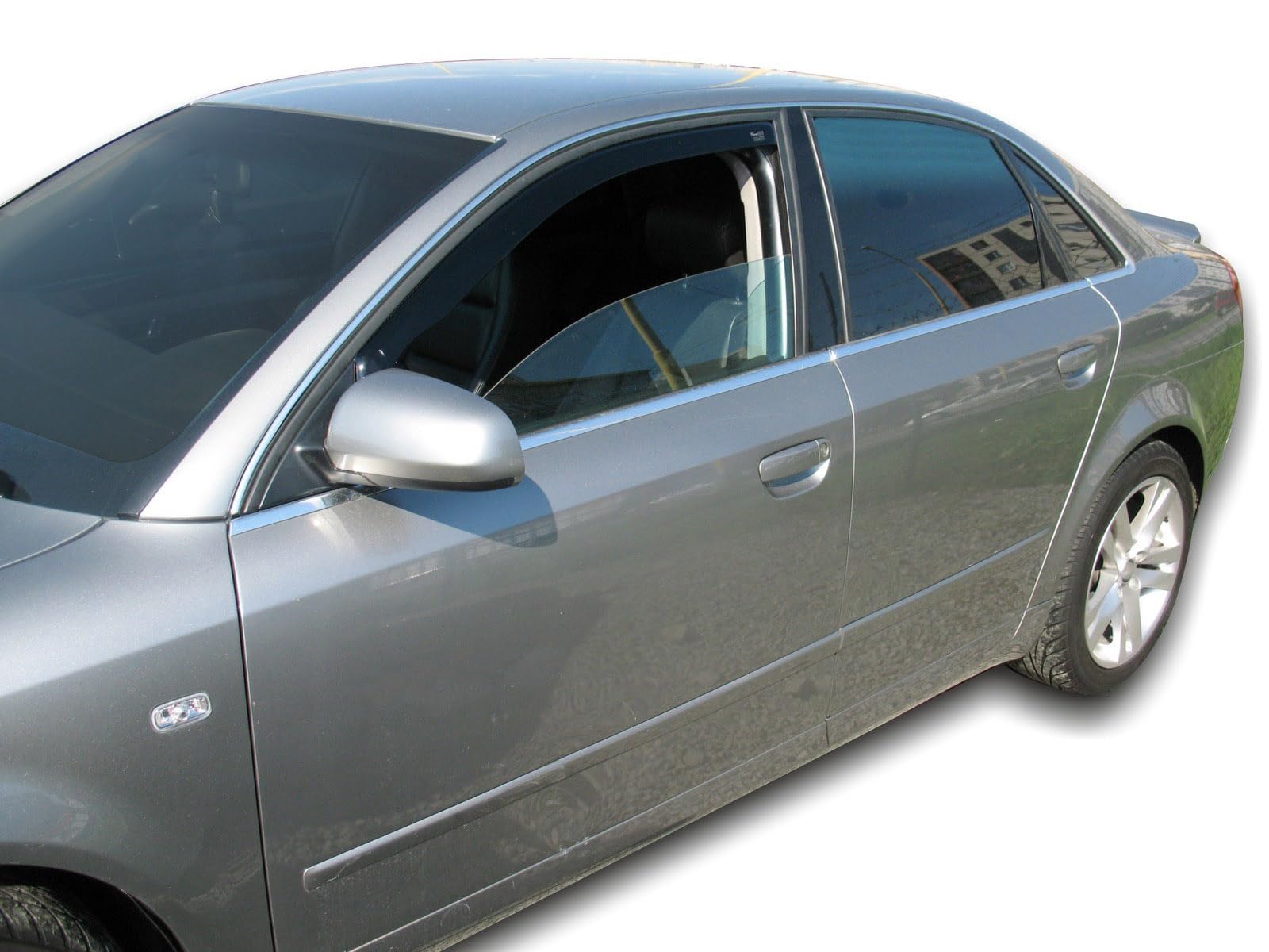 J&J AUTOMOTIVE Deflettori d'Aria per Audi A4 B6 / B7 4-Porte Berlina/Wagon 2000-2008, Set da 2 Pezzi, Nero Fumé Oscurato Heko