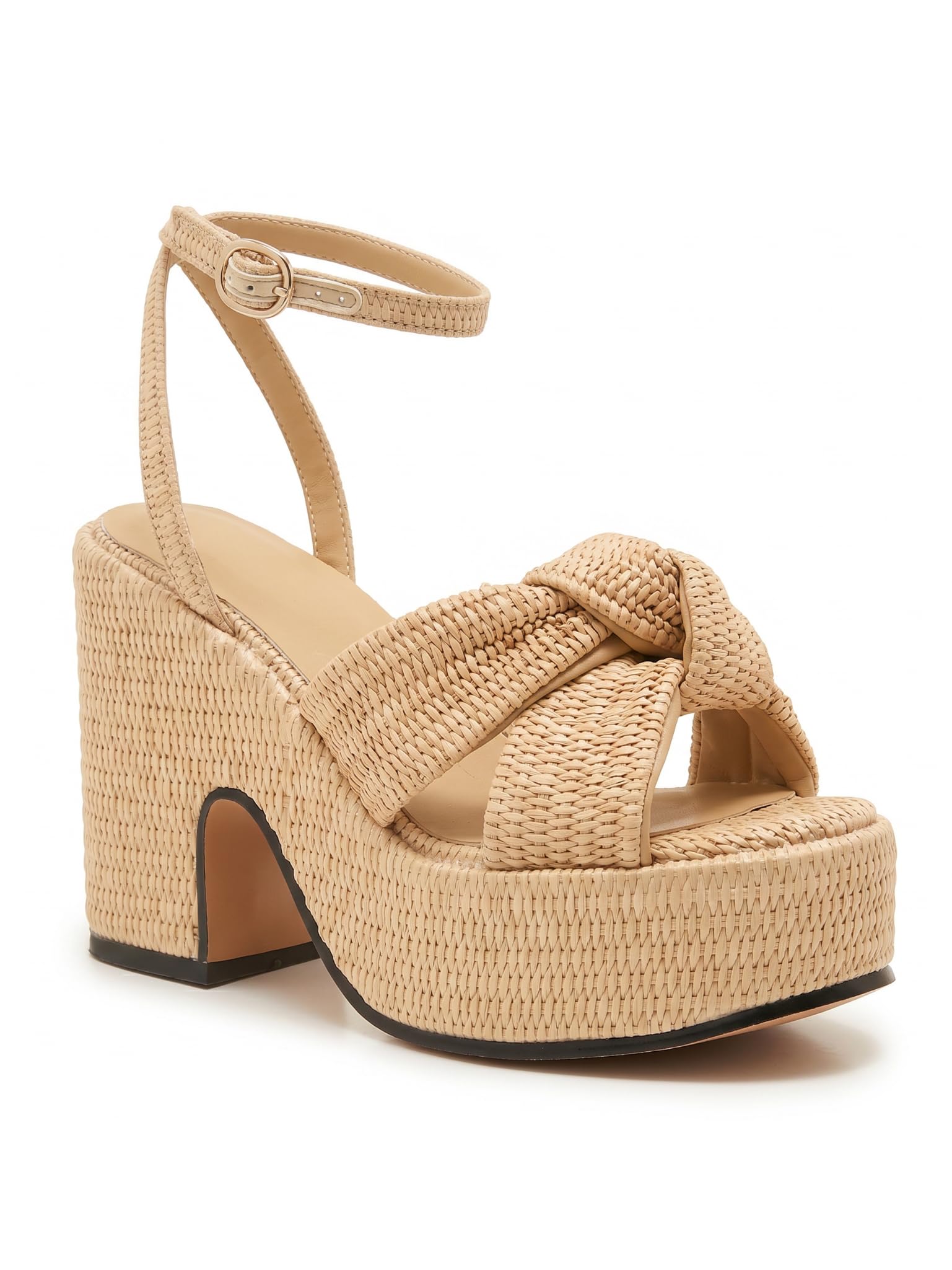 View 1 of ***STOCK IMAGE FOR REFERENCE***
Orlutve Women's Raffia Platform Knot Heeled Sandals