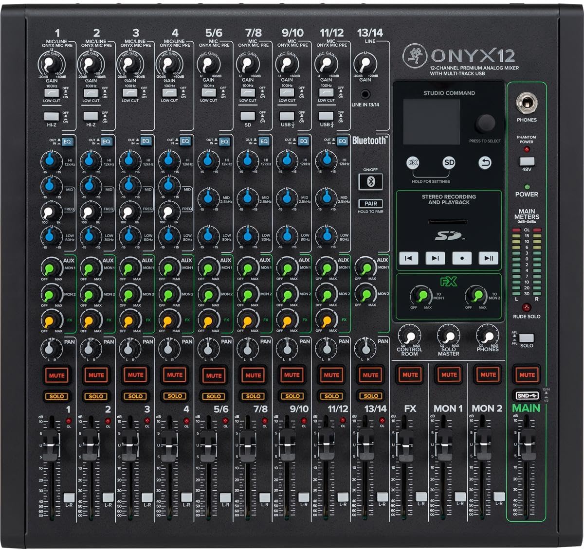 Mackie Onyx Series, 12-Channel Premium Analog Mixer with Multi-Track USB (Onyx12)