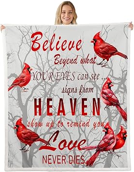 Feelyou Cardinal Bird Sherpa Throw Blanket 50"x60" for Girls Boys Women Men
