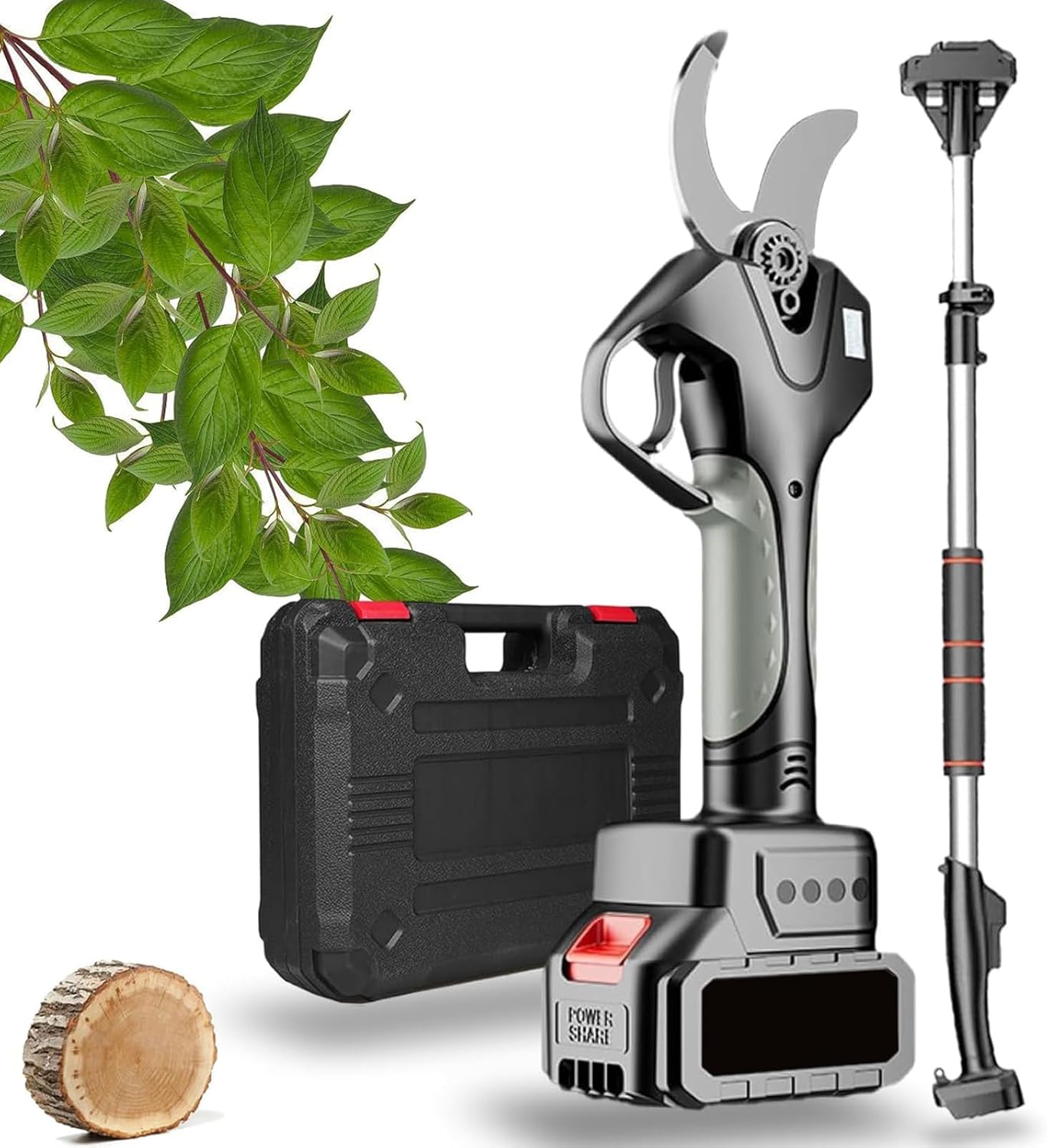 21V Electric Pruning Shears - 3'' Cutting Diameter Cordless Pruner with LCD Display, Rechargeable Lithium Battery, Heavy Duty Tree Trimming Branch Cutter for Gardening, Orchards