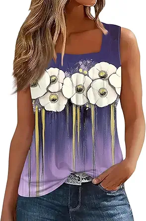 Spring Summer Plus Size Dressy Tank Tops for Women 2025 Womens Workout Floral Boho Beach Sleeveless Shirts Blouses