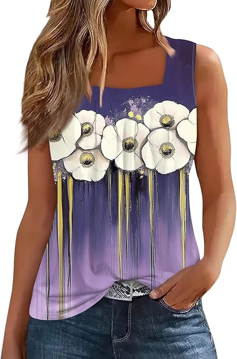 Spring Summer Plus Size Dressy Tank Tops for Women 2025 Womens Workout Floral Boho Beach Sleeveless Shirts Blouses