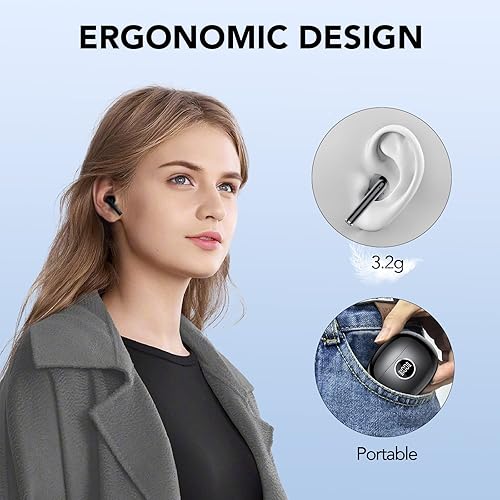 Miniatura 5 de Ajblg Auriculares inalámbricos, auriculares Bluetooth 5.3 con tiempo de reproducción de 37 horas, sonido estéreo de alta fidelidad, IP7 impermeable,