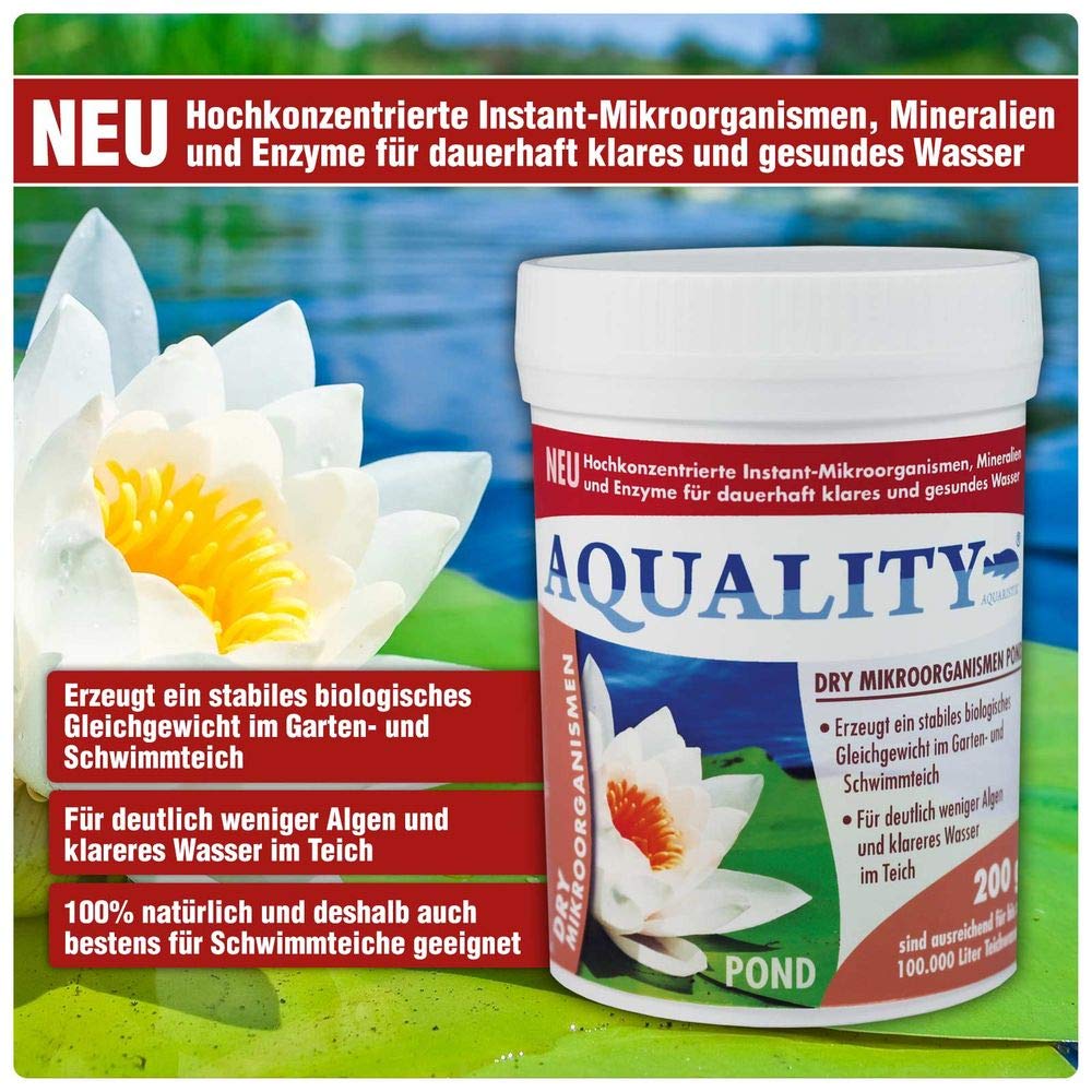 NEUHEIT: AQUALITY Gartenteich Dry Mikroorganismen (Hochkonzentrierte Instant-Mikroorganismen, Mineralien, Enzyme, Abbau Schadstoffe, 100% natürlich), Inhalt:400 g