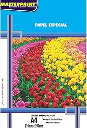 Masterprint Papel Fotográfico Inkjet A4 Matte 108g, Branco, 100 folhas